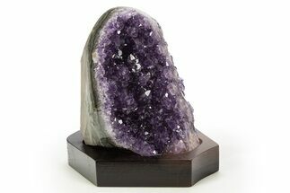 Deep Purple Amethyst Geode With Wood Base - Uruguay #314214