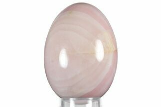 Polished Banded Pink Mangano Calcite Egg - Fluorescent! #314478