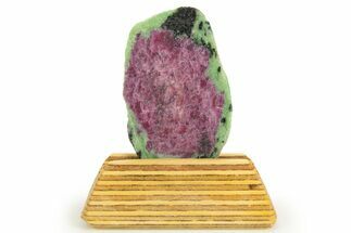 Polished Ruby In Zoisite Slice w/ Wood Stand - Tanzania #317138