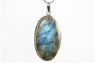 Brilliant Blue Labradorite Pendant with Chain #317623