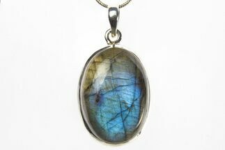 Brilliant Blue Labradorite Pendant with Chain #317628