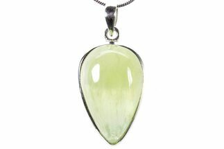 Polished Green Prehnite Pendant - Sterling Silver #321587