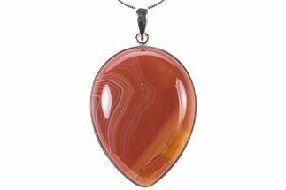 Banded Red Agate Pendant (Necklace) - Sterling Silver #321625