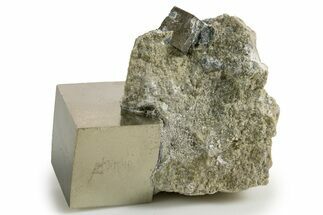 Two Natural Pyrite Cubes In Rock - Navajun, Spain #322154