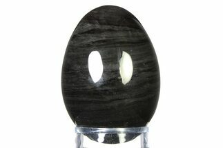 Polished Silver Sheen Obsidian Egg - Mexico #322359