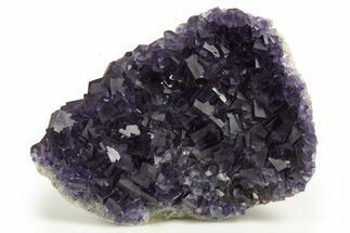 Purple Cubic Fluorite Crystals on Druzy Quartz - China #322834