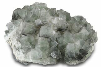 Green Cubic Fluorite Crystal Cluster on Druzy Quartz - China #323066