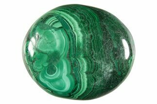 Polished Banded Malachite Palm Stone - DR Congo #321179