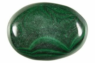 Polished Banded Malachite Palm Stone - DR Congo #321187