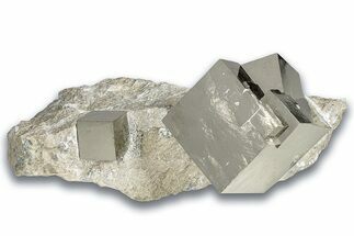 Natural Pyrite Cube Cluster In Rock - Navajun, Spain #325028