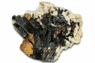 Lustrous Schorl and Goethite on Orthoclase Feldspar - Namibia #326649