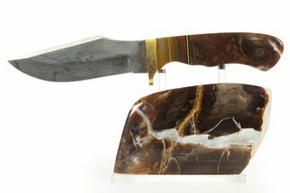 Knife With Colorful Agate Inlays & Base - Hand-Crafted In Utah #327621