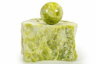 Polished Noble Serpentine Sphere with Base - Washington #327933