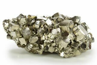 Gleaming Striated Cubic Pyrite Cluster - Peru #329299