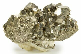Gleaming Striated Pyrite Crystal Cluster - Peru #329314