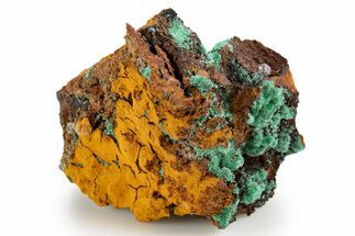 Fibrous Malachite and Rhombohedral Calcite on Limonite - Mexico #330586