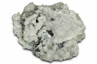 Lustrous Pyrite Crystals on Calcite Crystal Cluster - Mexico #330522