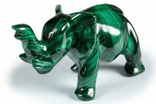 Polished Banded Malachite Elephant Carving - DR Congo #335566