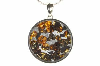 Sericho Pallasite Round Meteorite Pendant - Kenya #336127