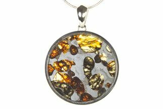 Sericho Pallasite Round Meteorite Pendant - Kenya #336136