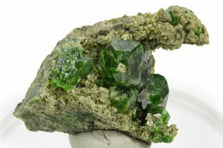 Lustrous Rich-Green Demantoid Garnets on Matrix - Iran #337056