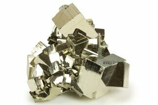Gleaming Striated Cubic Pyrite Cluster - Peru #337372