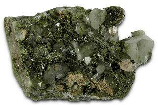 Sparkling Dark Green Epidote Crystals with Quartz - Turkey #337459