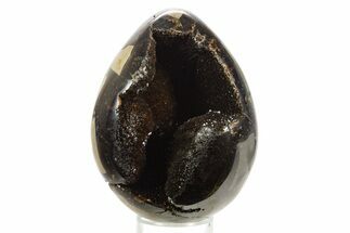 Septarian Dragon Egg Geode - Sparkly Black Crystals #336455