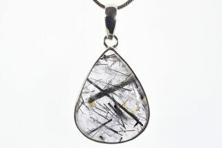Glassy Tourmalinated Quartz Pendant - Sterling Silver #339827