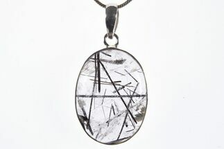 Glassy Tourmalinated Quartz Pendant - Sterling Silver #339828