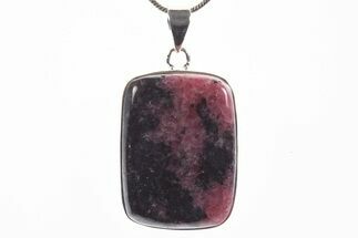 Polished Rhodonite Pendant (Necklace) - Sterling Silver #339843