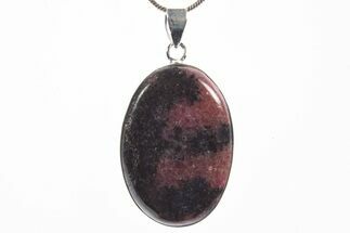 Polished Rhodonite Pendant (Necklace) - Sterling Silver #339845