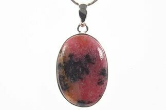 Polished Rhodonite Pendant (Necklace) - Sterling Silver #339847