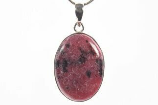 Polished Rhodonite Pendant (Necklace) - Sterling Silver #339849