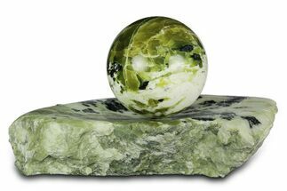 Polished Noble Serpentine Sphere with Base - Washington #341585