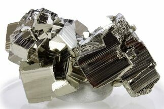 Gleaming Striated Cubic Pyrite Cluster - Peru #341535