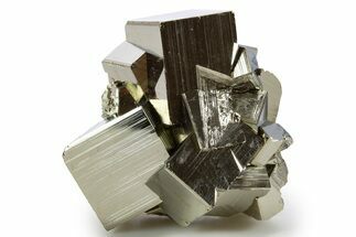 Gleaming Striated Cubic Pyrite Cluster - Peru #341549