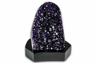 Deep Purple Amethyst Geode With Wood Base - Uruguay #342739