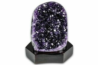 Deep Purple Amethyst Geode With Wood Base - Uruguay #342782