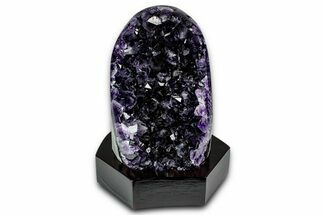 Deep Purple Amethyst Geode With Wood Base - Uruguay #342783