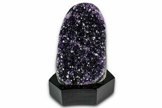 Deep Purple Amethyst Geode With Wood Base - Uruguay #342787