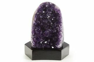 Deep Purple Amethyst Geode With Wood Base - Uruguay #342735