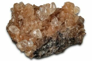 Gemmy Calcite Crystals on Peach Stilbite - India - India #342971