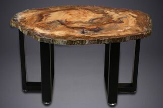 Wide Brilliant Red and Orange Petrified Wood Table #344145
