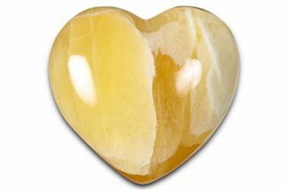 Polished Orange Honeycomb Calcite Heart - Utah #344847