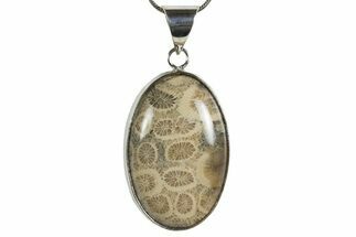Polished Indonesian Fossil Coral Pendant (Necklace) #345275