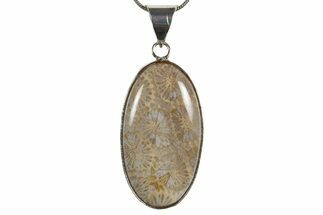 Polished Indonesian Fossil Coral Pendant (Necklace) #345299