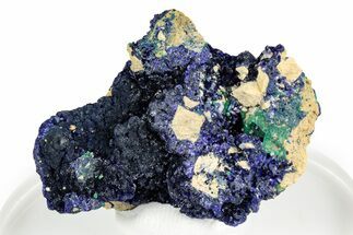 Vivid Blue Azurite Crystals on Malachite - Congo #346128