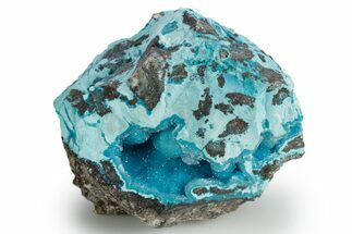 Stunning Druzy Quartz on Chrysocolla - DR Congo #347418