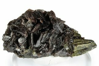 Sharp Axinite Crystal Cluster with Green Epidote - Peru #347928